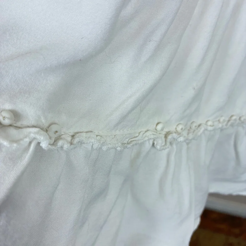 Vintage White Stag Skirt Sz XL Tiered Maxi Boho Peasant Cottage Festival Beaded